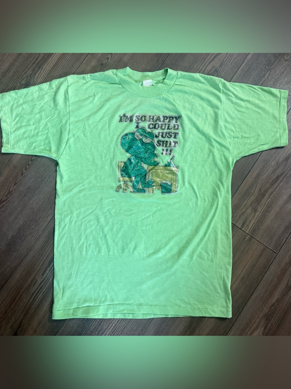Vintage 1977 Frog Graphic T Shirt Funny Novelty Tee Green Single Stitch Rare